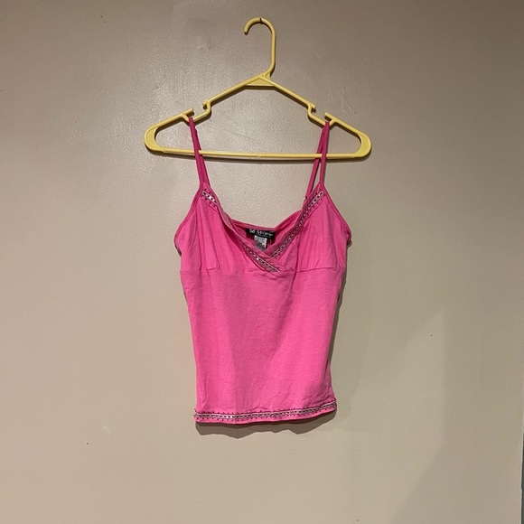 Y2K Self Esteem Pink Beaded Tank Top Size Large - Picture 1 of 11